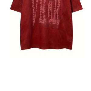 Camiseta de Manga Corta de Algodón Rojo de Alta Calidad al por Mayor para Hombre, Estilo Vintage, Informal, Lavado Ácido - Product Image 3