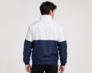 Custom High Quality <b>Men</b>’s Sports Track <b>Jacket</b> Windbreaker Training Two Tone <b>White</b> Blue <b>Jacket</b> Polyester Athletic Teamwear <b>Jacket</b> - Product Image 4