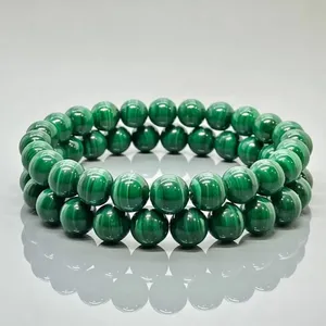 Natural Malachite 8mm Smooth Round AA Grade Gemstone Beads Stretch <b>Bracelet</b> <b>Healing</b> Jewelry Wholesale - Product Image 3