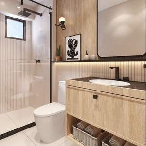 Mueble de Baño de Estilo Moderno Americano JY Furniture en Venta, Mueble de Baño Moderno de Pared con Superficie Fácil de Limpiar - Product Image 6