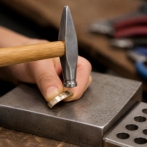 Petit marteau de bijoutier avec manche en bois naturel, outil de façonnage de métaux pour la fabrication de bijoux, 12 mm, 9-1/4 pouces, ZetomedPro - Product Image 4