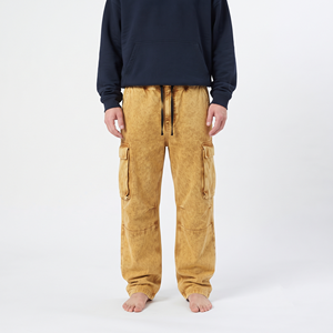 Pantalon de jogging cargo ample en coton délavé à l'acide pour homme, coupe décontractée, multi-poches, style streetwear, qualité supérieure - Product Image 4