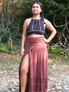 Handmade Cotton <b>Boho</b> Wrap Maxi <b>Skirt</b> for Women High Waist Tribal Print Festival Resort Vacation Wear - Product Image 1