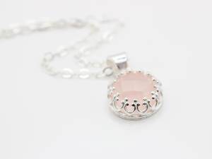 Sterling Silver Rose Quartz Necklace Minimalist Jewelry Gift For Him Handmade Pendant Wholesale Supplier - Product Image 2