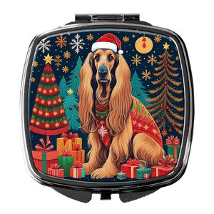 Afghan Hound Christmas Compact <b>Travel</b> Makeup <b>Mirror</b> Portable Folding Handheld Design Gift for Women and Girls - Product Image 1
