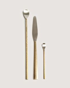 Ensemble de cuillères de service minimalistes en bois avec manches en métal, finition mate, couverts durables pour la restauration - Product Image 3