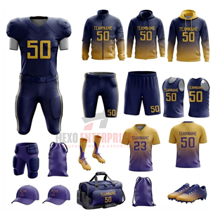 Conjunto de Uniforme de Fútbol Americano, Ropa Deportiva Completa para Equipo, Sudaderas con Capucha, Bolsas de Deporte, Guantes, Mangas Deportivas, 100% Poliéster - Product Image 4