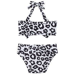 Ensemble bikini imprimé léopard pour femme, haut dos nu, bas taille haute torsadé, extensible, en Spandex et Polyester, séchage rapide, avec strass - Product Image 2