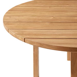 Scandinavian Minimalist Outdoor Dining <b>Table</b> <b>Solid</b> Teak <b>Wood</b> Round Slatted <b>Top</b> Sturdy Pedestal Base for Resort Villa Dining - Product Image 3