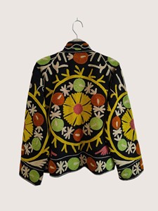 Poncho Bohème Brodé Floral à Manches Longues Col Mandarin Grande Taille pour Femme, Vêtement d'Extérieur Automne en Coton avec Fermeture Éclair - Product Image 3