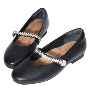 Ann'S Women's Black Genuine Leather Mary Jane Ballet Flats Pearl Strap <b>Shoes</b> - Product Image 1