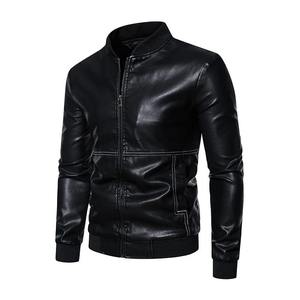 High Quality <b>Men's</b> Stand Collar Sheep Skin Leather Jacket Waterproof Front Logo Customized OEM Wholesale Winter Outdoor Clothing - Product Image 4