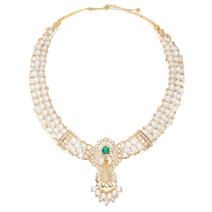 Collier ras-de-cou en pierres précieuses avec perles de cristal et perles de culture - Colliers ras-de-cou tendance - Product Image 2