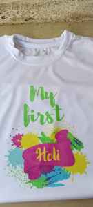 T-shirt décontracté pour homme, motif Holi, 100 % polyester écologique, respirant, anti-plis, séchage rapide, logo frontal, couleur unie - Product Image 5