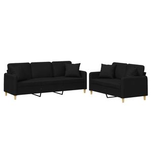 Juego de Sofás de Tela Negra 100% Poliéster con Madera Contrachapada Textilene Metálica para Sala de Estar - Product Image 2