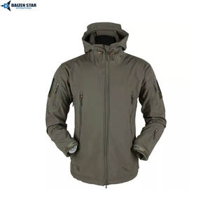 Windproof Softshell <b>Jacket</b> with Fleece Lining Stand Collar Front Pocket Hooded Eco-Friendly Outdoor Tactical <b>Jacket</b> - Product Image 4