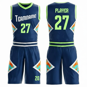 Custom Sublimated Basketball Jersey Set Teamname 27 Moisture Wicking Unisex Adult Sleeveless Athletic Wear All Seasons - Product Image 1