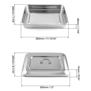 Plateau pour instruments médicaux en acier inoxydable de qualité chirurgicale avec couvercle, certifié CE, pour utilisation en salle d'opération, boîte de rangement - Product Image 4