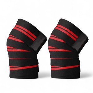Protège-coudes tricotés à rayures noires et rouges, respirants, protection universelle unisexe, fermeture auto-agrippante, toutes saisons - Product Image 2
