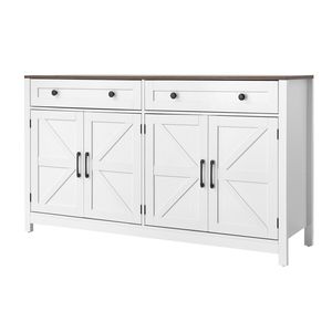 Mobile Bar da Caffè Stile Fattoria con 2 Cassetti e 4 Ante Scorrevoli, Credenza Buffet Stile Chic Urbano - Product Image 1