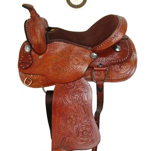 Selle en cuir véritable légère de qualité supérieure pour la course de barils western, le rodéo, la performance, équipement d'équitation artisanal pour concours hippique - Product Image 1