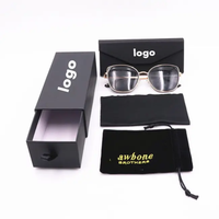 Boîte à lunettes de soleil en papier rigide haut de gamme avec logo personnalisé, ensemble d'emballage pour montres, finition mate, doublure en éponge, matériaux recyclés