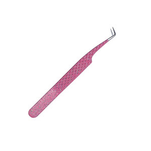 Pinzas de Acero Inoxidable con Purpurina Rosa para Extensión de Pestañas, Herramienta de Precisión con Punta, Logotipo Personalizado para Salón de Belleza - Product Image 1