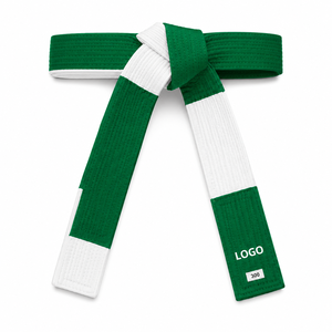 Cinturón de Taekwondo Verde y Blanco Personalizado de 1.8M, Equipo de Entrenamiento de Artes Marciales Duradero Unisex, Precio al por Mayor, Diseño Personalizado OEM - Product Image 3