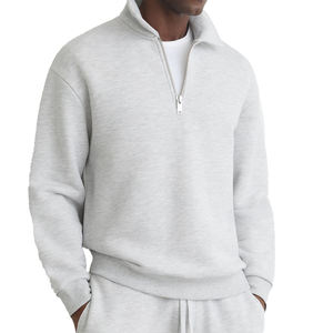 Sweat-shirt demi-zip personnalisé haut de gamme pour homme, en mélange de coton épais, décontracté, col rabattu, coupe régulière et décontractée, chaud et doux, idéal pour l'automne - Product Image 1