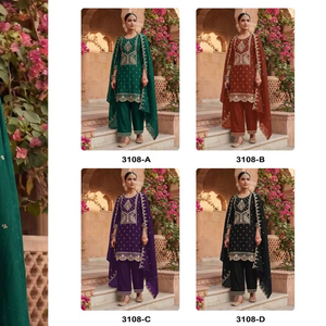 Salwar Kameez Tradicional Pakistaní para Mujer - Traje de Fiesta para Bodas, para Todas las Temporadas, Seda Rangoli con Bordado, Kameez y Dupatta - Product Image 1