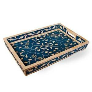 Accessoires pour la maison, plateaux décoratifs, design floral, plateau en MDF, support OEM, artisanat, forme rectangulaire, plateau de petit-déjeuner, service de nourriture - Product Image 6