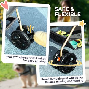 Poussette pliable 3-en-1 grise pour chiens de petite taille avec panier de transport amovible et porte-gobelet - Product Image 6