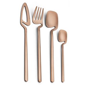 Juego de cubiertos de metal de lujo para comedor, fabricado con acero inoxidable de alta calidad con superficie pulida para la decoración de mesas en bodas y fiestas. - Product Image 5