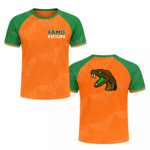 Camiseta Corta Personalizada 2026 Famu con Diseño de Serpiente, Cuello Redondo, Contraste Naranja y Verde, Manga Corta, para Mujer, con Logotipo de Reptil, Estilo Universitario - Product Image 4