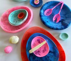 Elegante tazón de resina hecho a mano para servir en la cocina, mesa de comedor, frutas, ensaladas, bocadillos, tazón decorativo. - Product Image 4