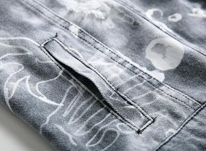 Men's Denim <b>Jacket</b> Washed Print <b>Casual</b> Turn-down Collar Regular Fit Single Breasted Button Closure - Product Image 2