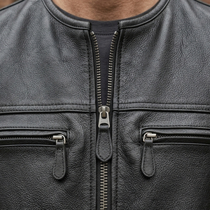 Gilet en cuir occidental pour homme, vente en gros, avec deux poches, col en V, sans manches, personnalisable, pour événements, mode extérieure et usage quotidien - Product Image 4