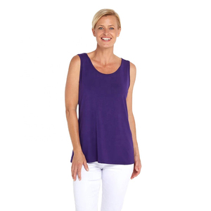 Womens Cropped Sleeveless Tank Top Blue Spandex Polyester <b>Blend</b> Casual & Activewear Sleeveless Shirt OEM Private Label Supplier - Product Image 5