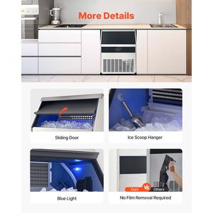 เครื่องทำน้ำแข็งแบบตั้งพื้นสำหรับครัวเชิงพาณิชย์ 300 ปอนด์/24 ชม. ผลิตน้ำแข็งได้ 126 ก้อนใน 15 นาที ความจุขนาดใหญ่ 88 ปอนด์ - Product Image 6