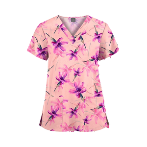 Hothome Vente chaude Nouveaux ensembles de pantalons imprimés à manches longues pour le lavage à la main, couleur unie, ensembles de blouses pour infirmières et médecins, hôpital, clinique - Product Image 2