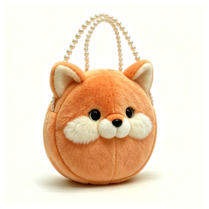 Bolso bandolera personalizado con forma de animal de peluche, bolso redondo de peluche con forma de zorro, bolso de mano de peluche con cadena, lindo bolso de peluche con forma de zorro y cadena plateada - Product Image 1