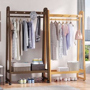 Wooden Clothing <b>Rack</b> Foldable <b>Garment</b> <b>Rack</b> With Hanging Rod - Open Wardrobe For Laundry, Bedroom And Entryway - Product Image 1