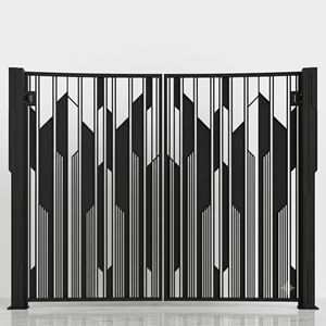 Puerta de Entrada Doble Abatible de Hierro Forjado con Recubrimiento en Polvo, Impermeable y Antirrobo, Estilo Moderno Clásico de Lujo para Villa, 8 pies, Premium - Product Image 1