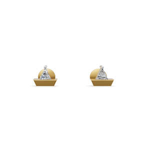 Pendientes de Diamantes con Corte Triangular, Oro Sólido de 18K, Diseño Geométrico Minimalista, para Uso Diario de Mujeres, Engaste de Puntas - Product Image 1