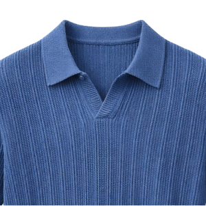 Polo en tricot côtelé pour homme, manches courtes, coton premium, respirant, coupe ajustée, décontracté, mode estivale, vente en gros - Product Image 2