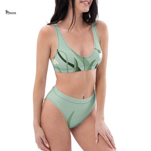 Ensemble bikini sport pour femme, maillot de bain deux pièces imprimé, bas taille haute, tissu extensible, confortable, tenue de plage, vente en gros - Product Image 4