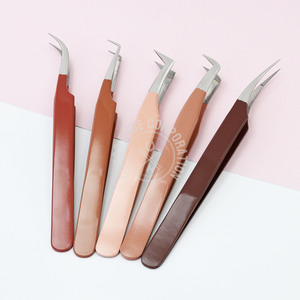 Wholesale Professional Fiber Tip Lash Extension Tweezers Fine X Tip 90 Degree Boot Volume & Curved Classic Tweezer Rust-Free - Product Image 1