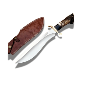 Cuchillo Bowie Personalizado Hecho a Mano con Hoja Fija, Mango de Asta de Ciervo y Funda de Cuero - Proveedor Mayorista B2B para EE. UU. y Europa, Suministro a Granel - Product Image 1