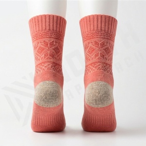 Coral Crew <b>Socks</b> With Geometric Pattern <b>Thick</b> Wool Nylon <b>Winter</b> Warm Thermo <b>Socks</b> For Adults Casual Wear - Product Image 2