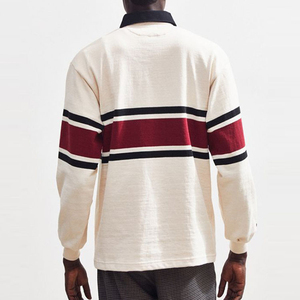 Men's Striped Long Sleeve Polo <b>Shirt</b> Button Down <b>Collar</b> Knitted Casual Autumn Wear - Product Image 2